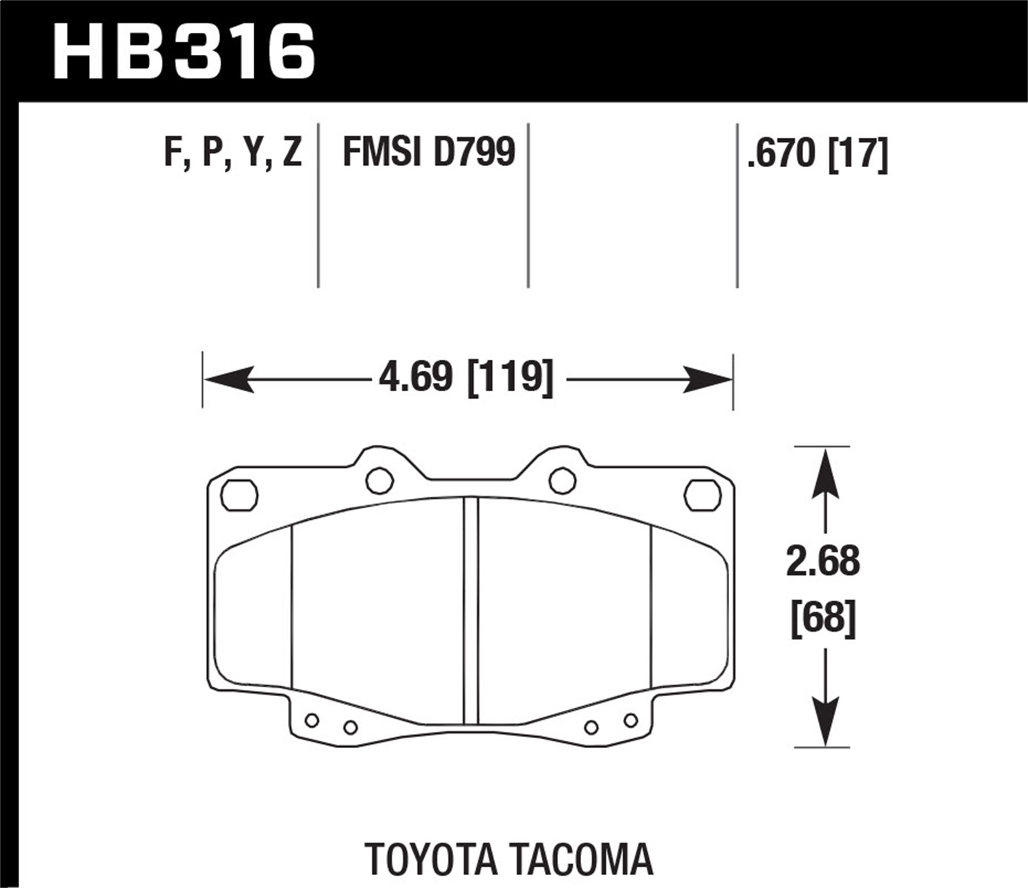 Hawk HB316F.670 - 0.670 Thickness Hawk HB316F.670 - 0.670 Thickness