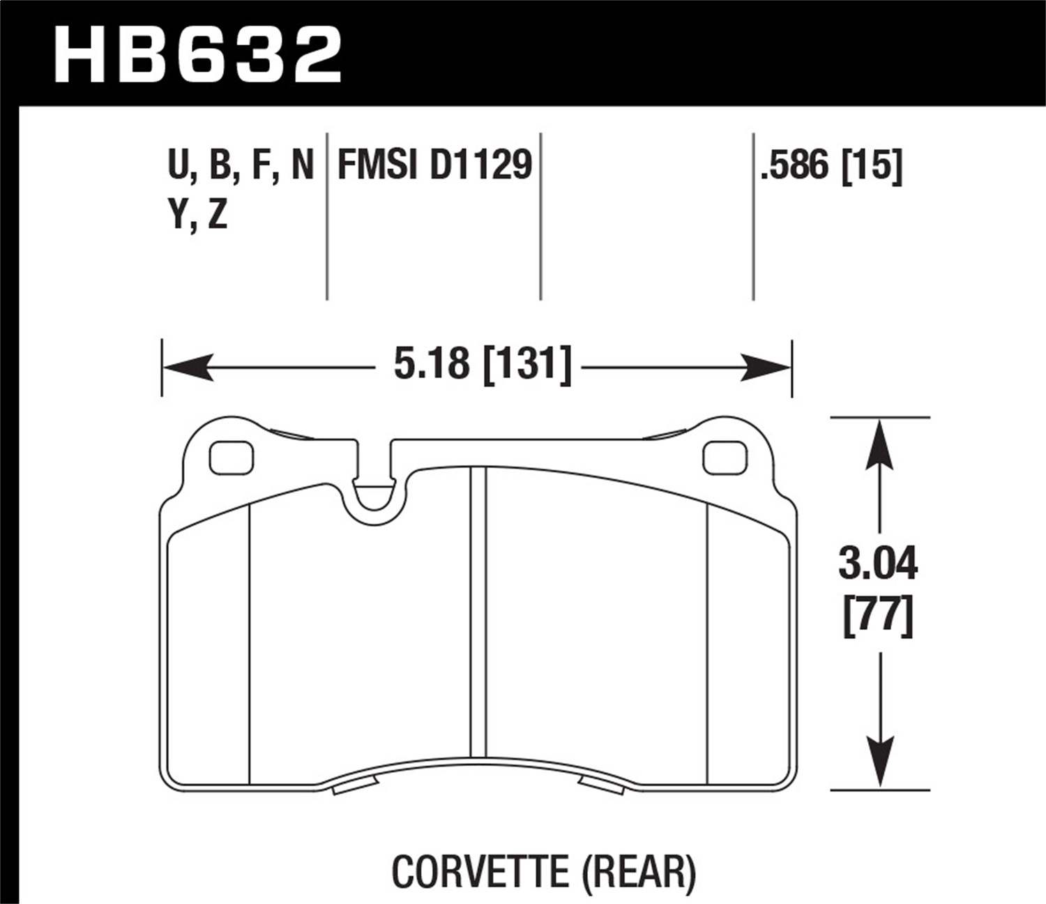 Hawk HB632D.586 - 14-15 Chevrolet Camaro 7.0L Z28 (Incl.Pad Wear Sensor) Rear ER-1 Brake Pads