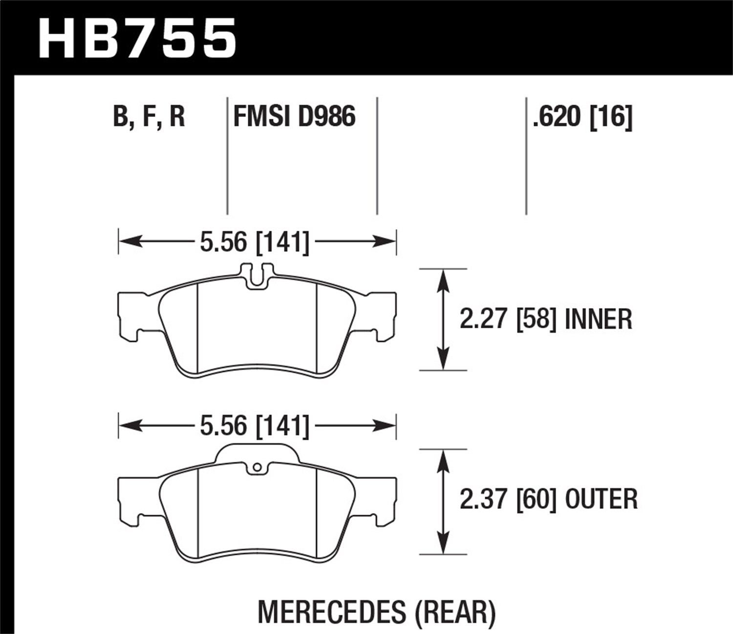 Hawk HB755F.620 - 0.620 Thickness Hawk HB755F.620 - 0.620 Thickness