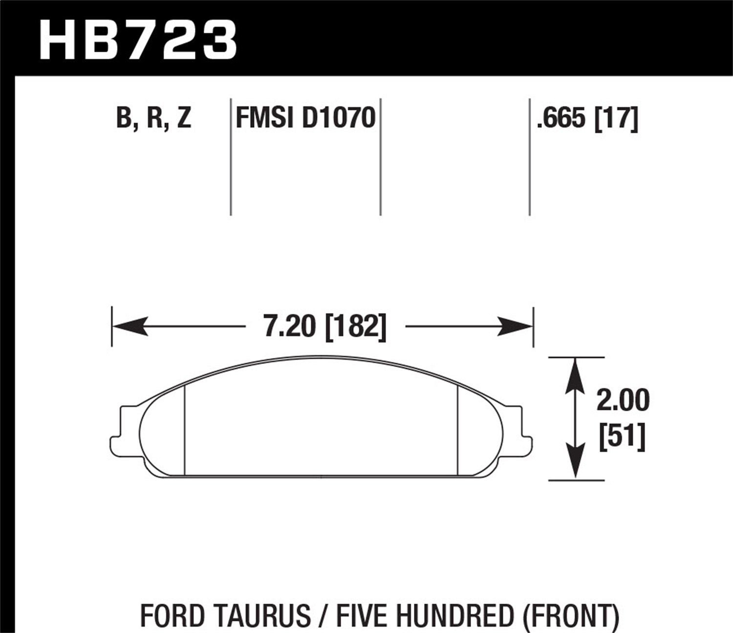 Hawk HB723B.665 - 08-09 Ford Taurus / 05-07 Ford Five Hundred HPS 5.0 Street Front Brake Pads