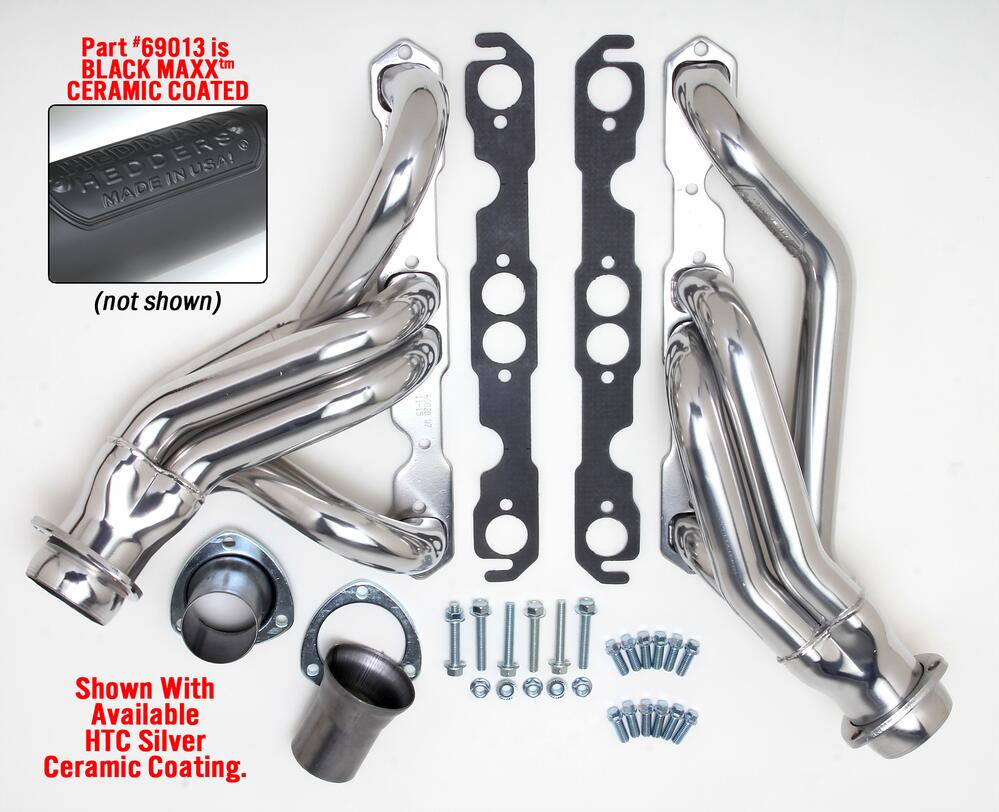 Hedman Hedders 69013 - 67-87 C10/C20 SB CHEVY PICKUP (2WD); 1-5/8 IN.; MID-LENGTH TUBES- BLACK MAXX
