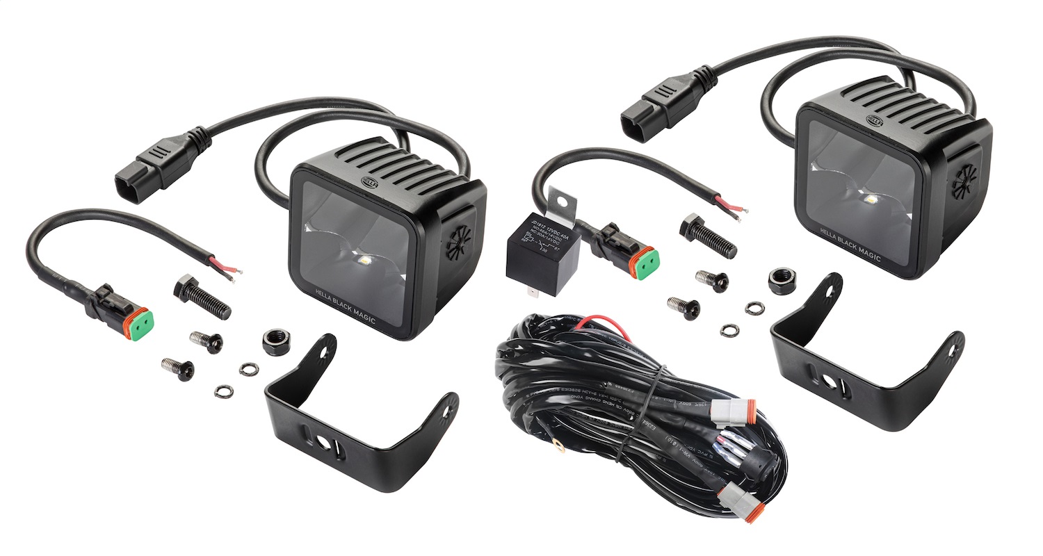 Hella 358176821 - Universal Black Magic 3.2in L.E.D. Cube Kit - Spot Beam