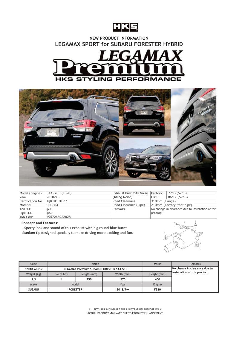 HKS 32018-AF017 - LEGAMAX Premium Subaru Forester 5AA-SKE HKS 32018-AF017 - LEGAMAX Premium Subaru Forester 5AA-SKE