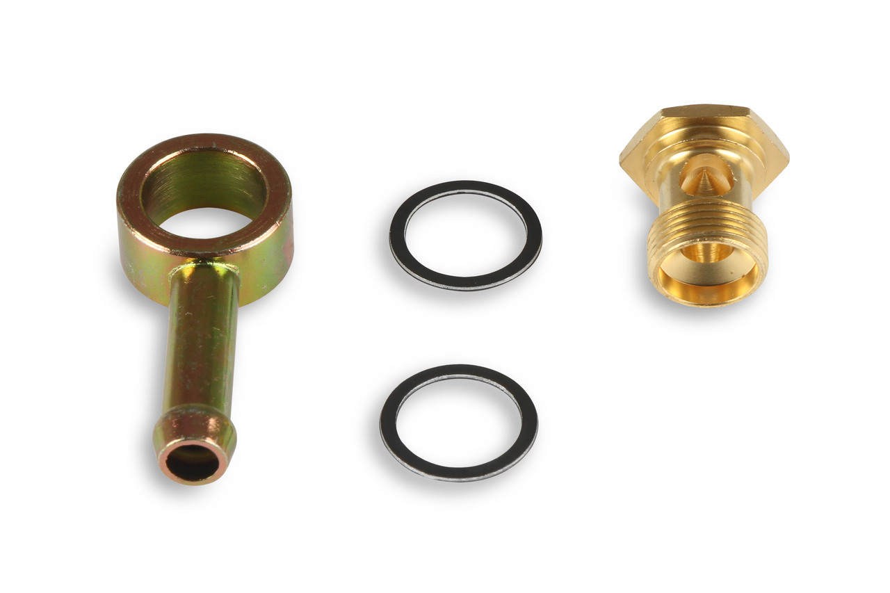 Holley 26-25 - Fitting - Adapter Banjo - Straight - 5/16 in Hose Barb to 9/16-24 in Banjo - Brass - Natural - Each Holley 26-25 - Fitting - Adapter Banjo - Straight - 5/16 in Hose Barb to 9/16-24 in Banjo - Brass - Natural - Each