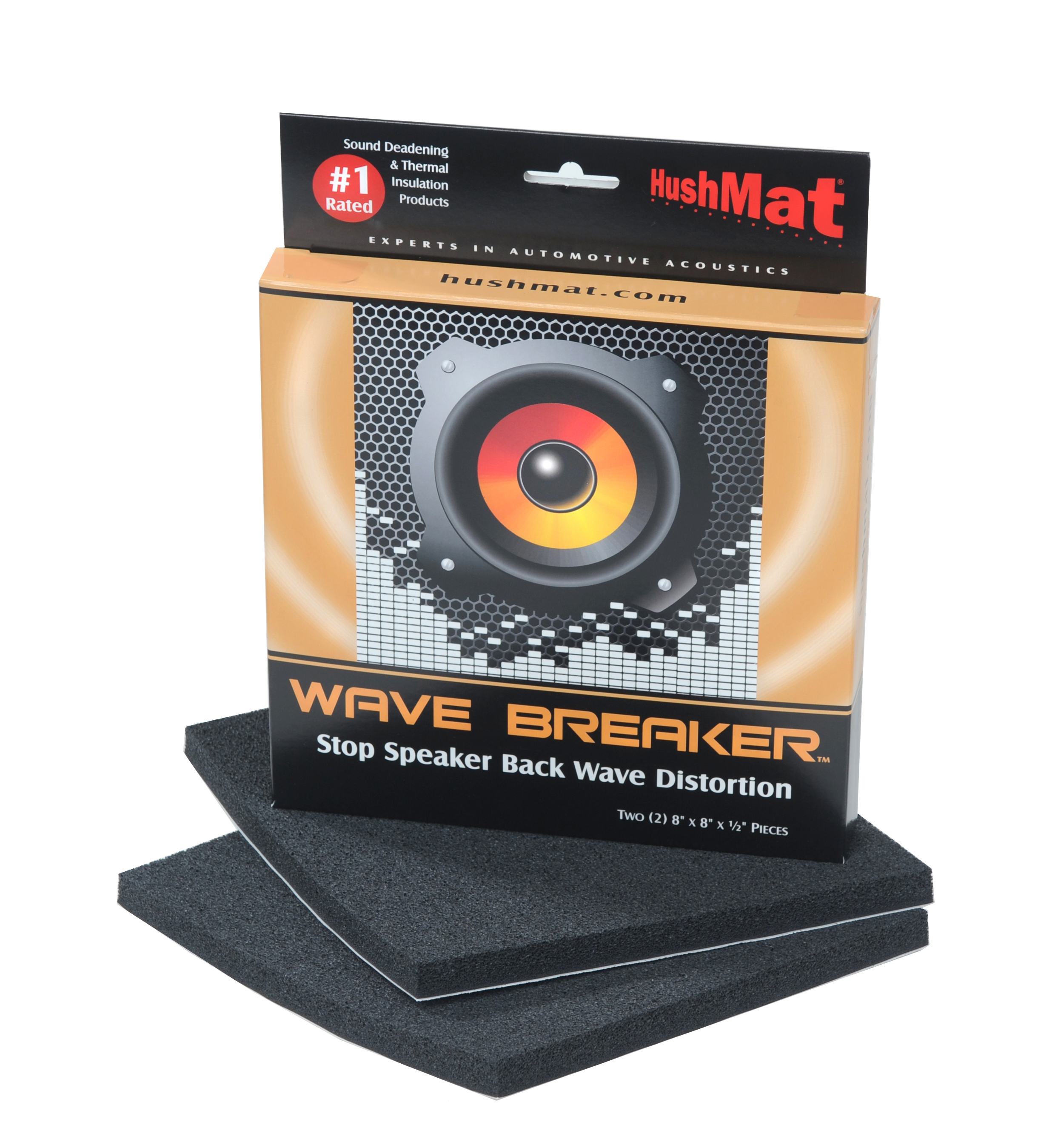 Hushmat 82450 - Wave Breaker Kit - Contains 2-8inx8inea Speaker Back Wave Deflecting Pads