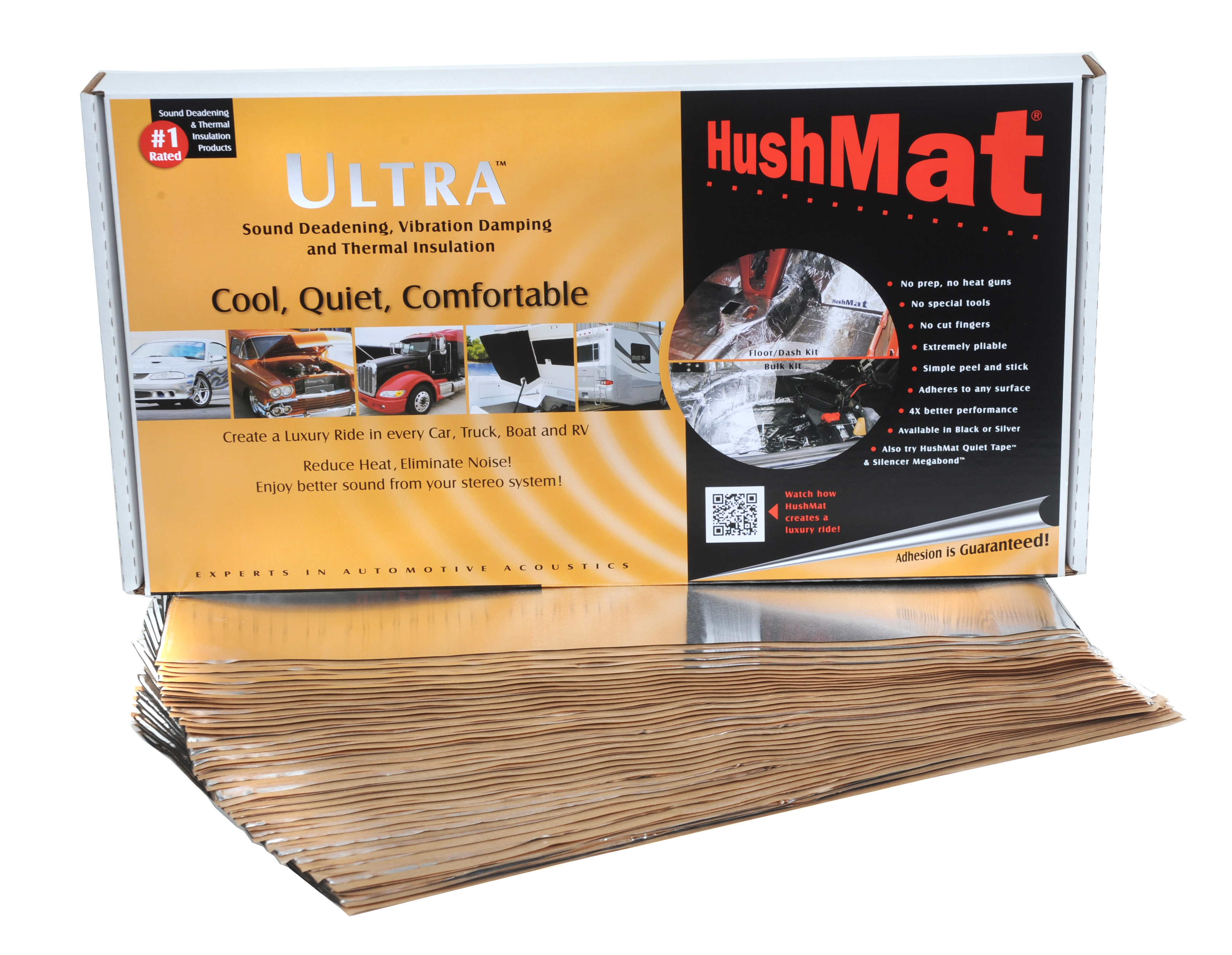 Hushmat 10501 - Bulk Kit - Silver Foil with Self-Adhesive Butyl-30 Sheets 12inx23in ea 58 sq ft