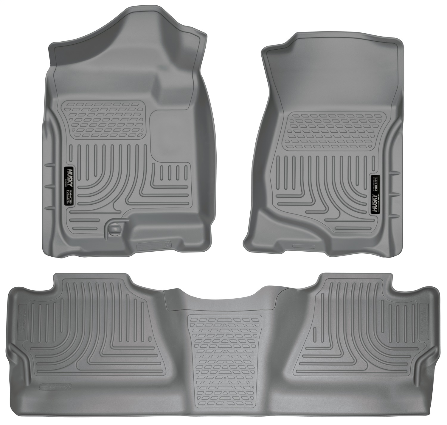 Husky Liners 98202 - 07-12 Chevy Silverado/GMC Sierra Crew Cab WeatherBeater Combo Gray Floor Liners
