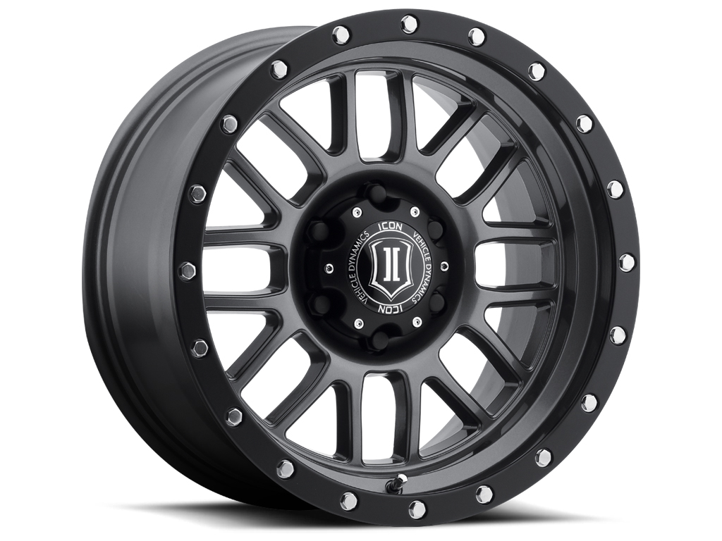 Icon 1217858347GM - Alpha 17x8.5 6x5.5 0mm Offset 4.75in BS 106.1mm Bore Gun Metal Wheel