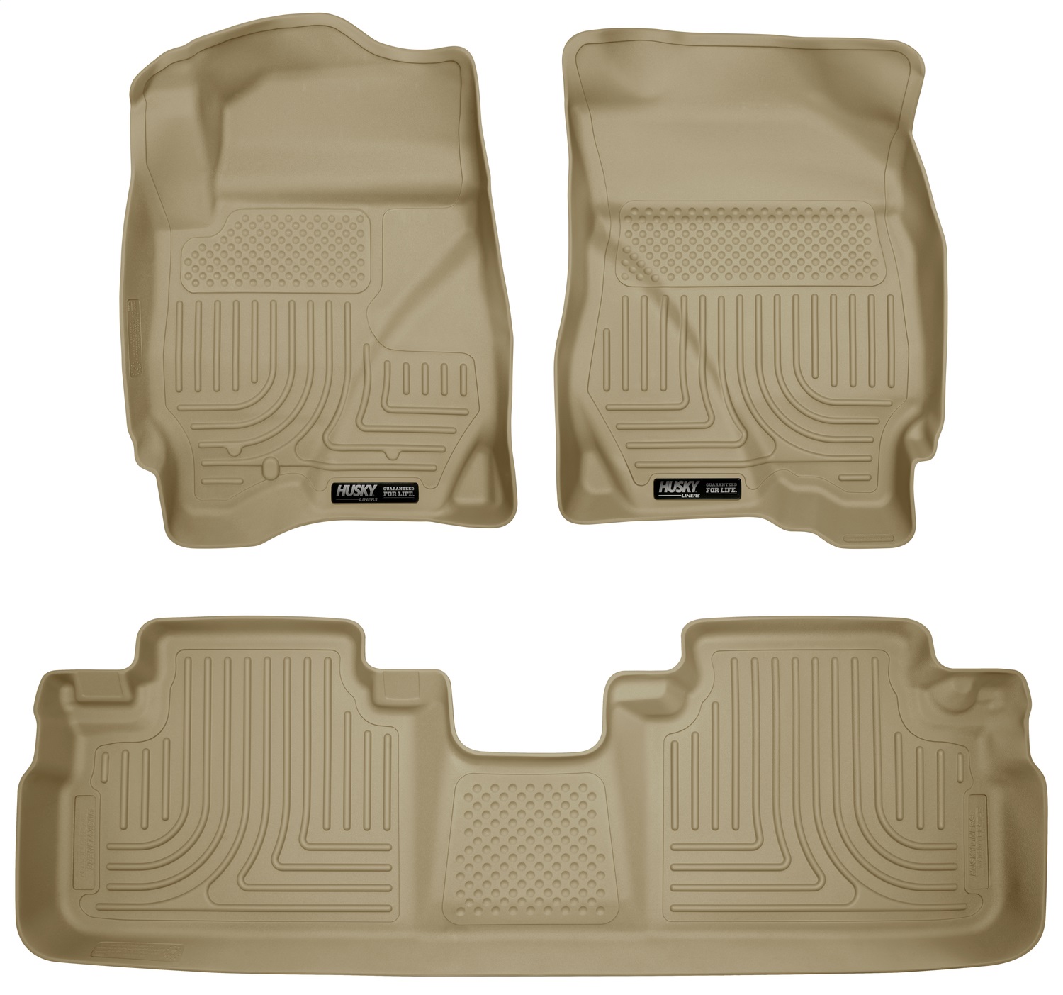 Husky Liners 98353 - 09-12 Ford Escape/Mazda Tribute (Base/Hybrid) WeatherBeater Combo Tan Floor Liners