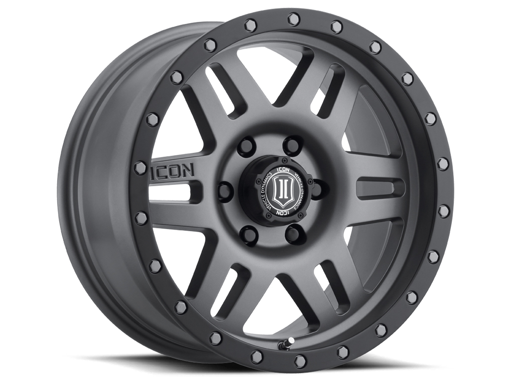 Icon 1417855557TT - Six Speed 17x8.5 5x150 25mm Offset 5.75in BS 116.5mm Bore Titanium Wheel Icon 1417855557TT - Six Speed 17x8.5 5x150 25mm Offset 5.75in BS 116.5mm Bore Titanium Wheel