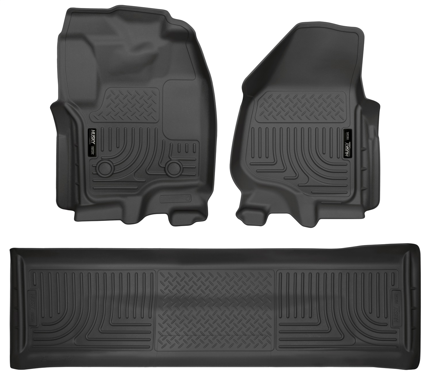 Husky Liners 99711 - 2012.5 Ford SD Crew Cab WeatherBeater Combo Black Floor Liners (w/o Manual Trans Case)