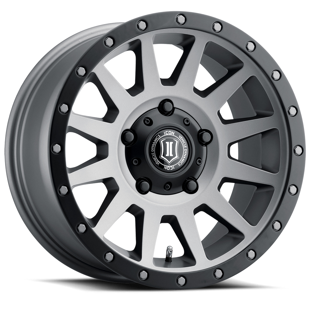 Icon 2017855557TT - Compression 17x8.5 5x150 25mm Offset 5.75in BS 110.1mm Bore Titanium Wheel Icon 2017855557TT - Compression 17x8.5 5x150 25mm Offset 5.75in BS 110.1mm Bore Titanium Wheel