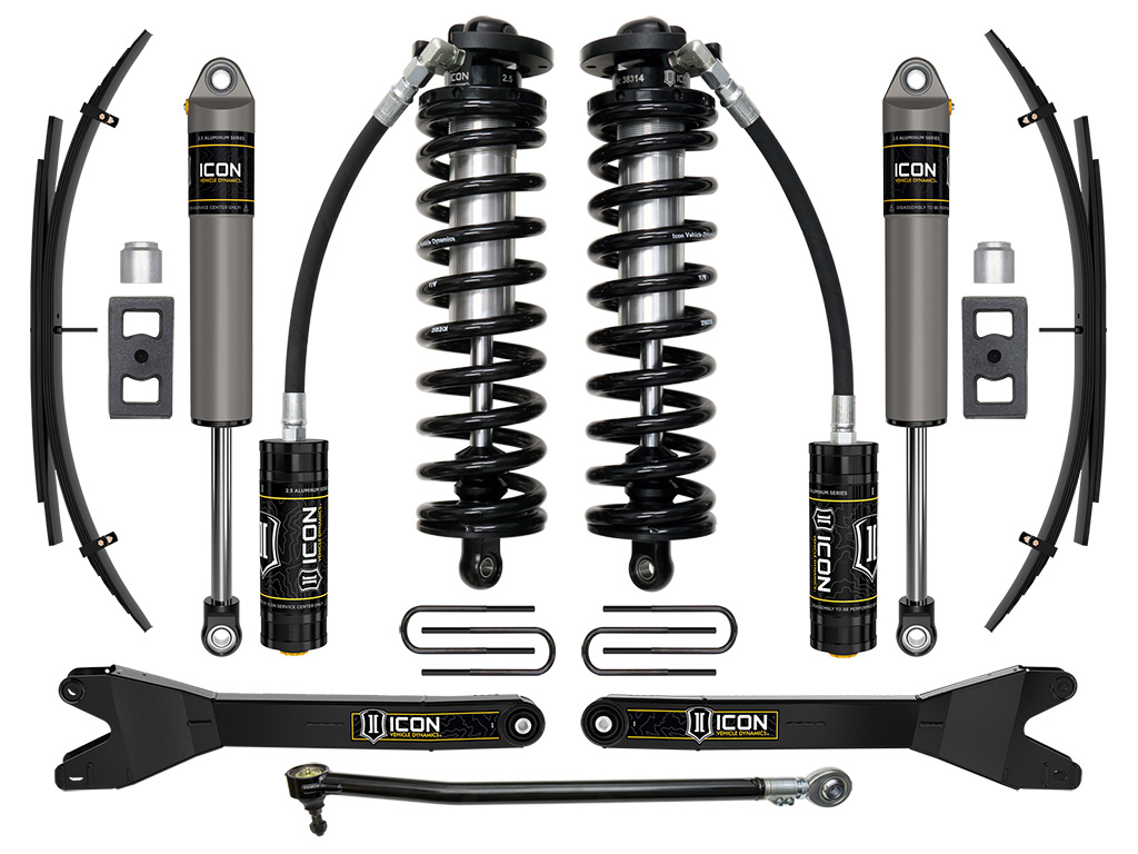 Icon K63162RL - 2023 Ford F-250/F-350 Super Duty 4WD, 2.5-3" Lift, Stage 2 Coilover Conversion System w/ Radius Arms & Expansion Packs