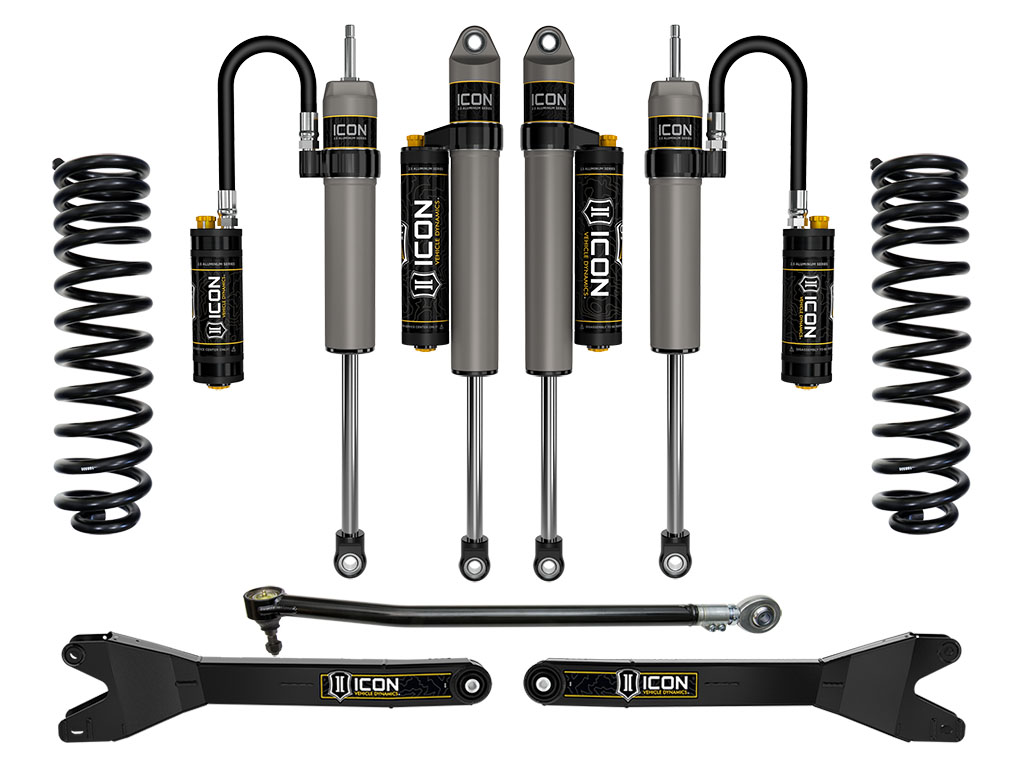 Icon K62594R - 2023 Ford F-250/F-350 Super Duty 4WD Gas, 2.5" Lift, Stage 4 Suspension System w/ Radius Arms