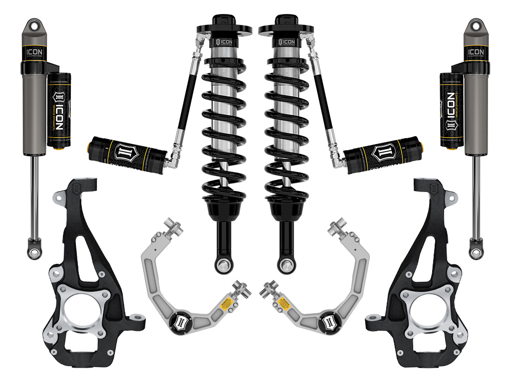 Icon K93143 - 2021-2024 Ford F-150 4WD, 3.5-4.5" Lift, Stage 3 Suspension System, Billet