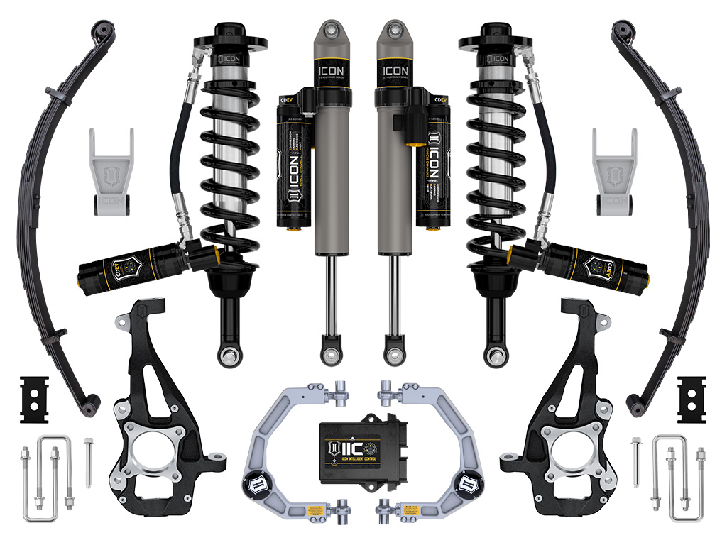 Icon K93145L - 21-23 Ford F150 Tremor 4WD 3.5-4.5in Stage 5 Suspension Sys Billet UCA / Leaf Pack Icon K93145L - 21-23 Ford F150 Tremor 4WD 3.5-4.5in Stage 5 Suspension Sys Billet UCA / Leaf Pack