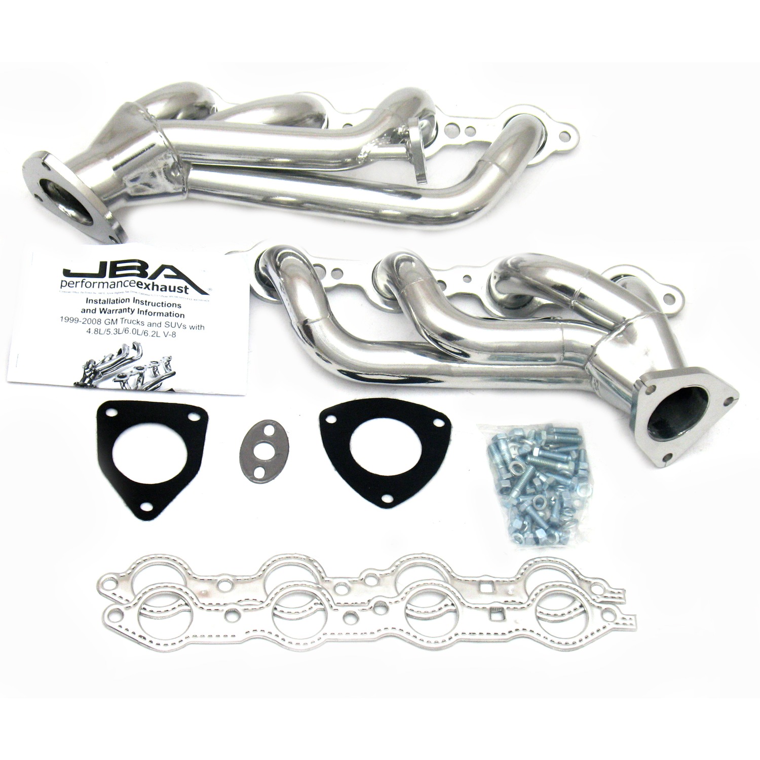 JBA 1850S-1JS - 99-02 GM Truck 6.0L LS w/o A.I.R. w/EGR 1-5/8in Primary Silver Ctd Cat4Ward Header