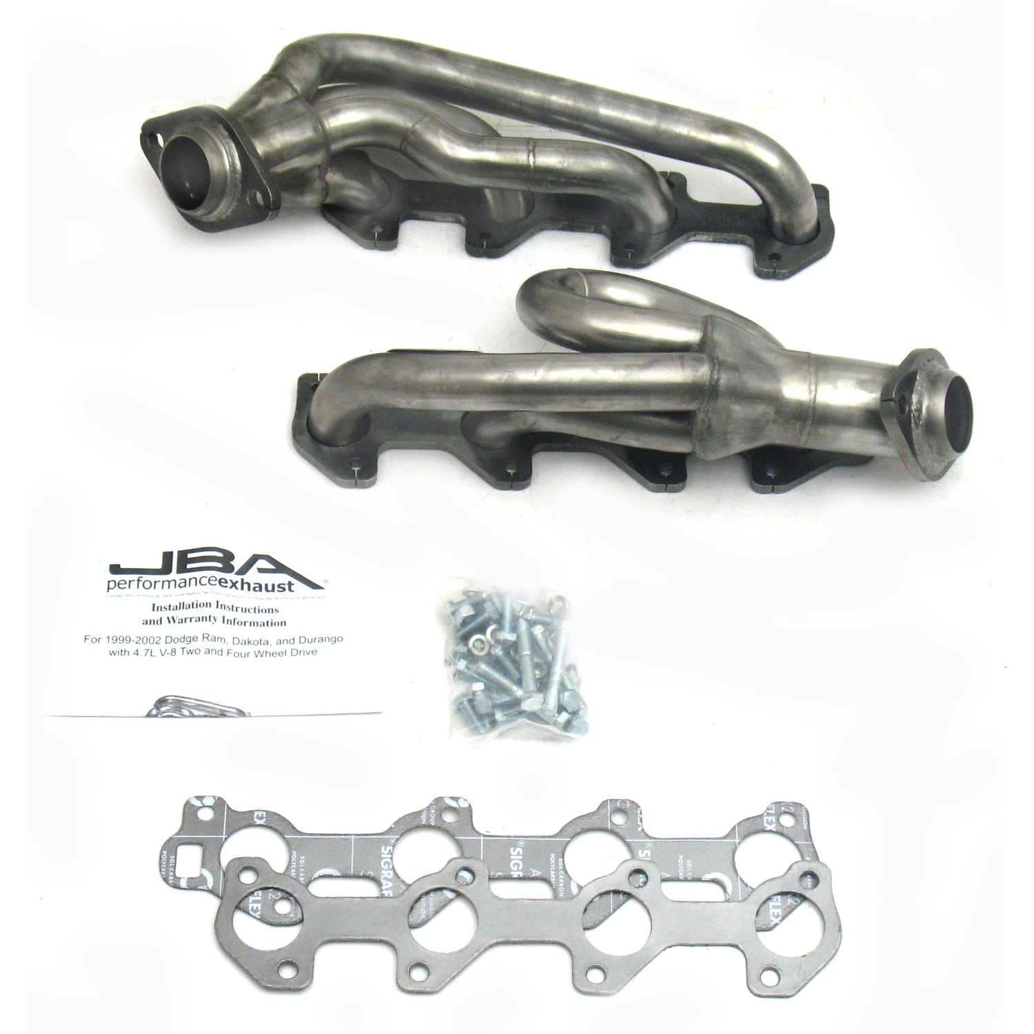 JBA 1949S-1 - 02-03 Dodge RAM 4.7L PowerTech 1-1/2in Primary Raw 409SS Cat4Ward Header