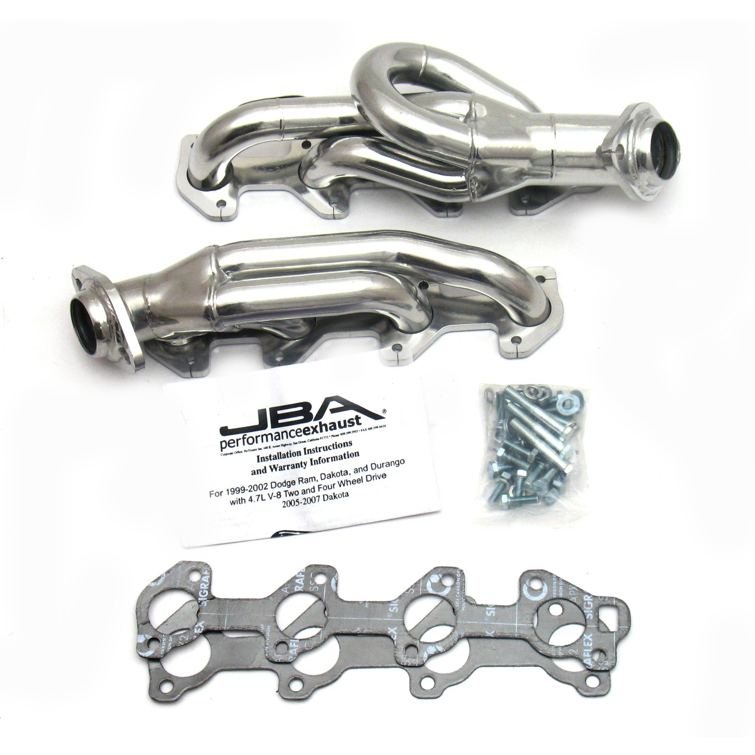 JBA 1949S-1JS - 02-03 Dodge Ram 4.7L PowerTech 1-1/2in Primary Silver Ctd Cat4Ward Header JBA 1949S-1JS - 02-03 Dodge Ram 4.7L PowerTech 1-1/2in Primary Silver Ctd Cat4Ward Header
