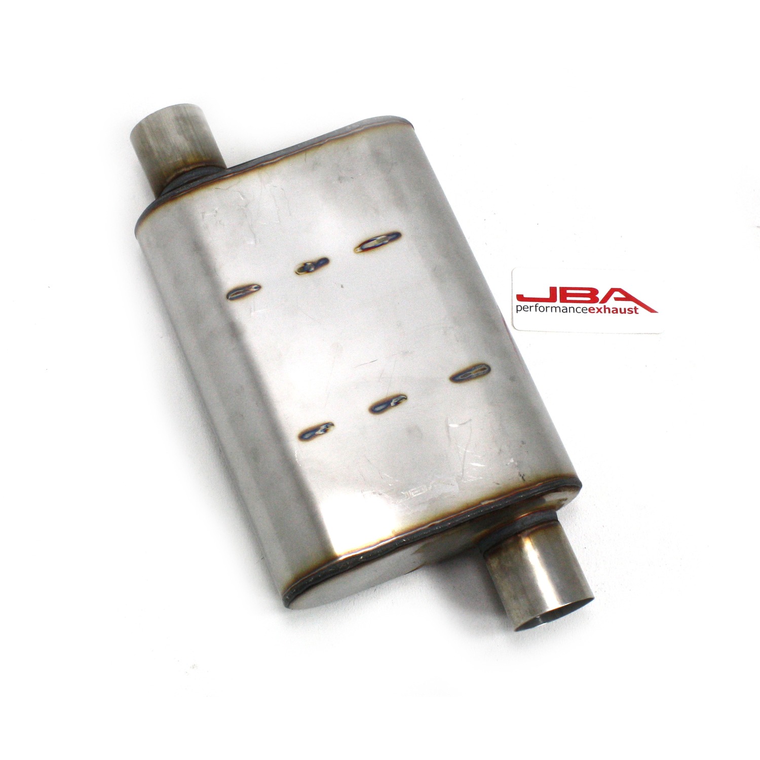 JBA 40-251300 - Universal Chambered Style 304SS Muffler 13x9.75x4 2.5in Inlet Diameter Offset/Offset