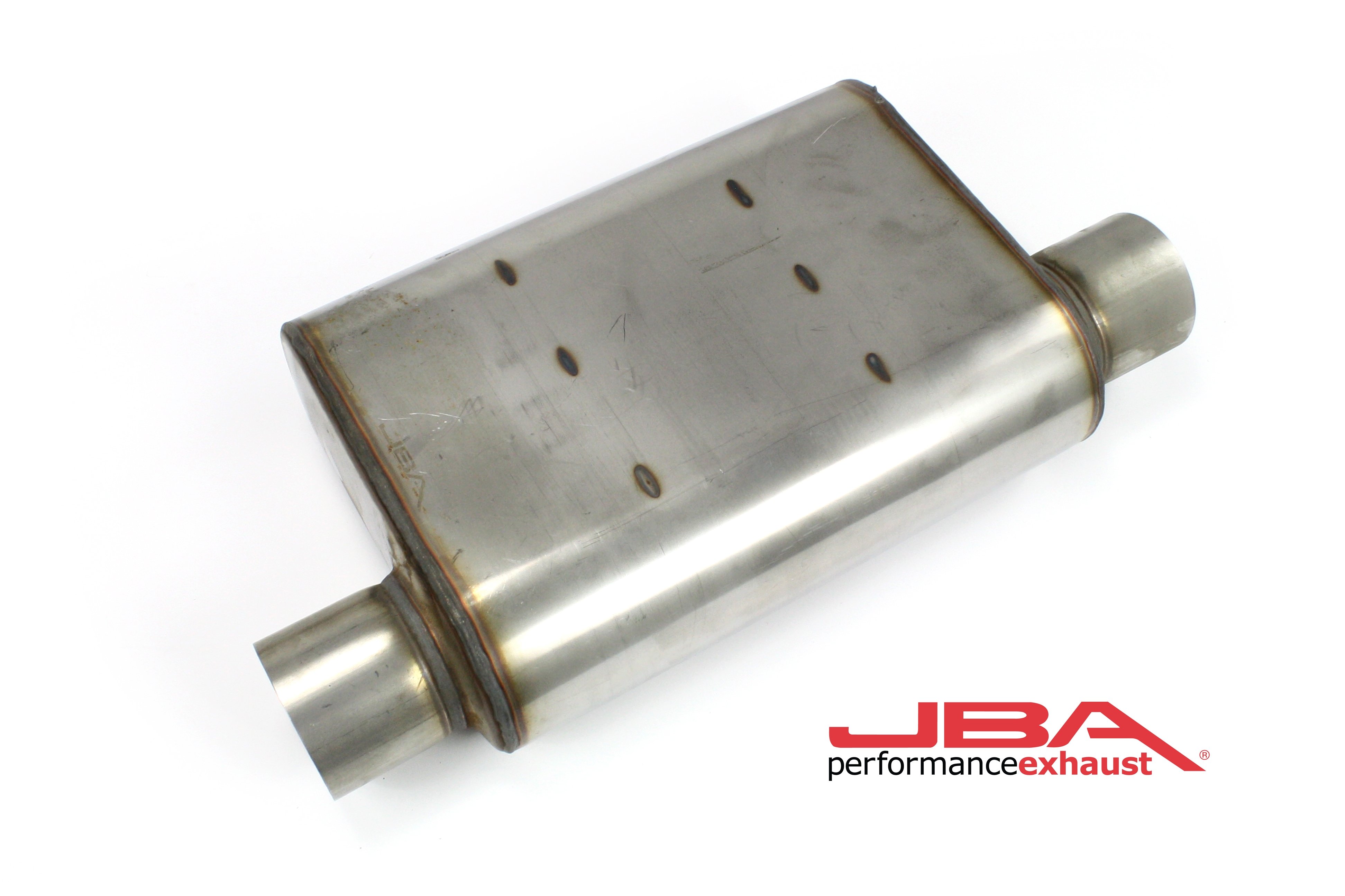 JBA 40-301301 - Universal Chambered Style 304SS Muffler 13x9.75x4in 3in In/Out Dia Offset/Offset (Same Side)