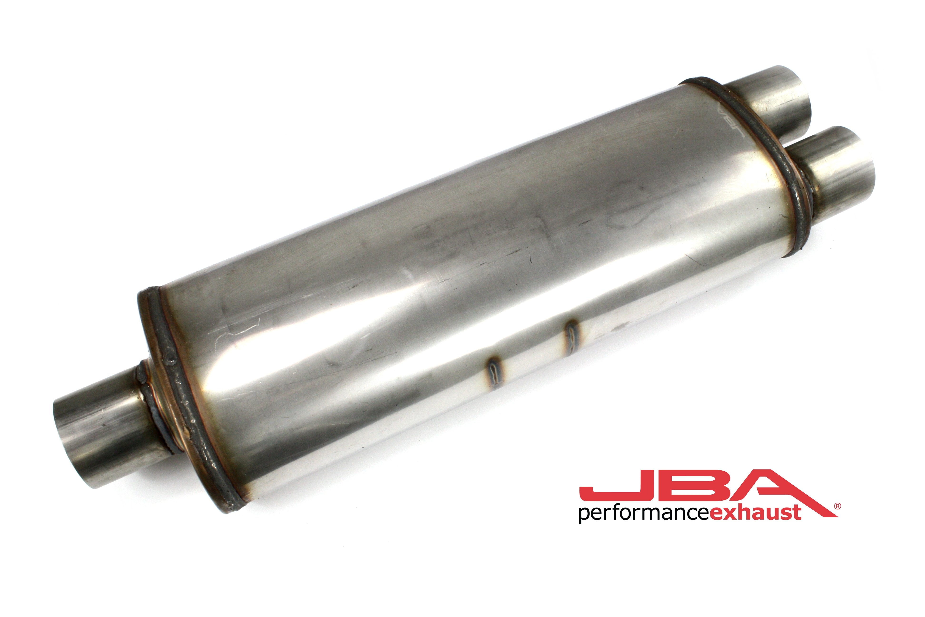 JBA 40-302500 - Universal Chambered Style 304SS Muffler 25x8x5in 3in Center/Dual out