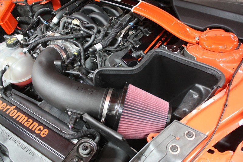 JLT CAI-GT350-15 - 15-19 Ford Mustang GT350/GT350R Black Textured Cold Air Intake Kit w/Red Filter - Tune Req