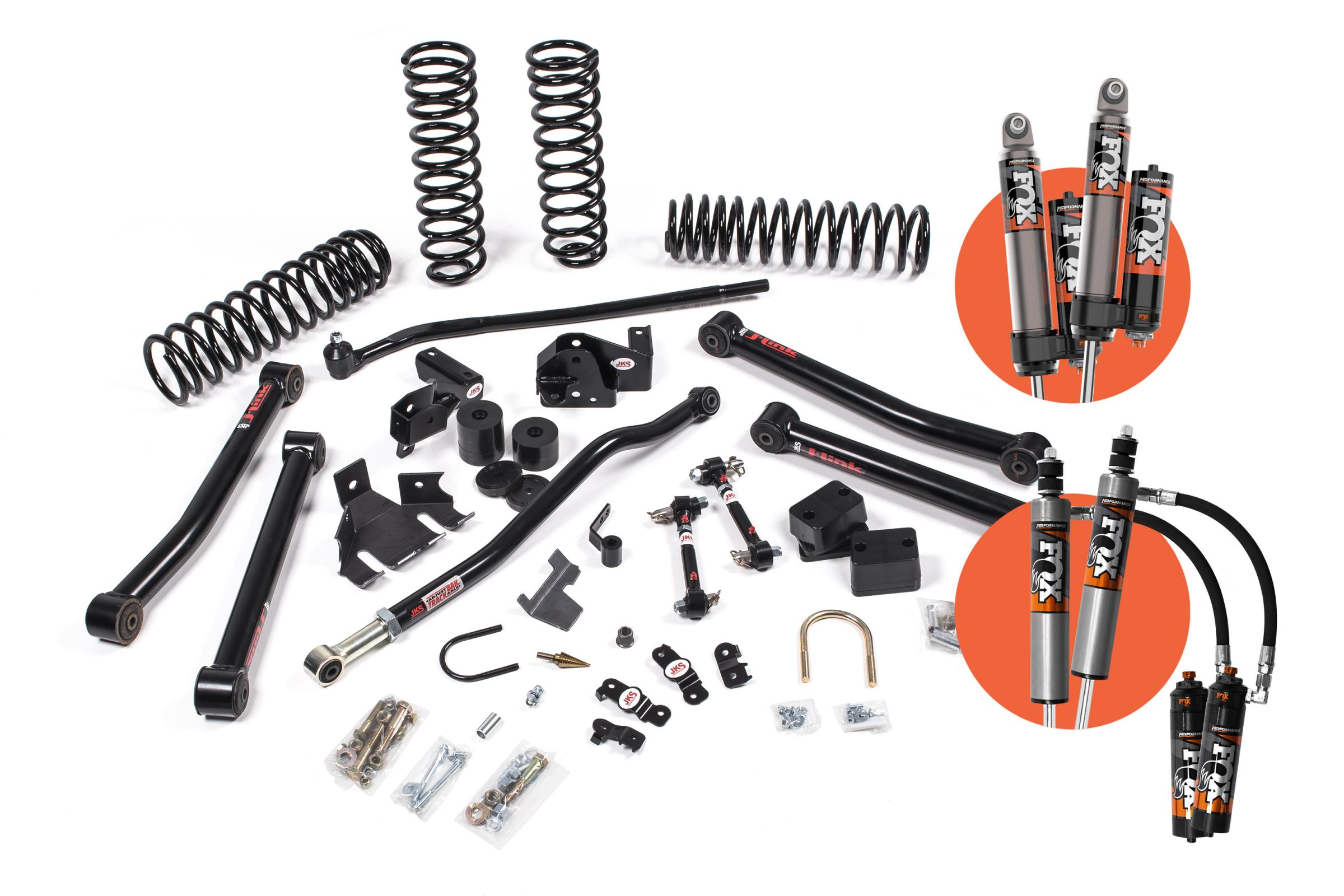 JKS JSPEC113PES - 2007-2018 Jeep Wrangler JK 4 Door 3.5 Inch J-Konnect Suspension Lift Kit w/ Fox 2.5 Performance Elite Series R/R DSC Shocks 4WD JSPEC JKS JSPEC113PES - 2007-2018 Jeep Wrangler JK 4 Door 3.5 Inch J-Konnect Suspension Lift Kit w/ Fox 2.5 Performance Elite Series R/R DSC Shocks 4WD JSPEC