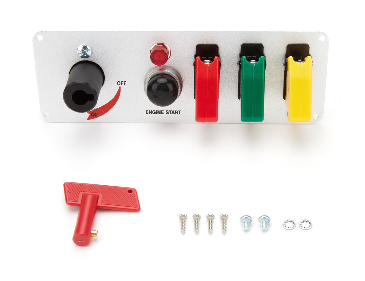 Keep It Clean KICPANEL7 - Switch Panel - Dash Mount - 8.5 x 2.5 in - 1 Momentary Button / 3 Toggles / 1 Rotary Switch - Indicator Lights - Silver - Each Keep It Clean KICPANEL7 - Switch Panel - Dash Mount - 8.5 x 2.5 in - 1 Momentary Button / 3 Toggles / 1 Rotary Switch - Indicator Lights - Silver - Each
