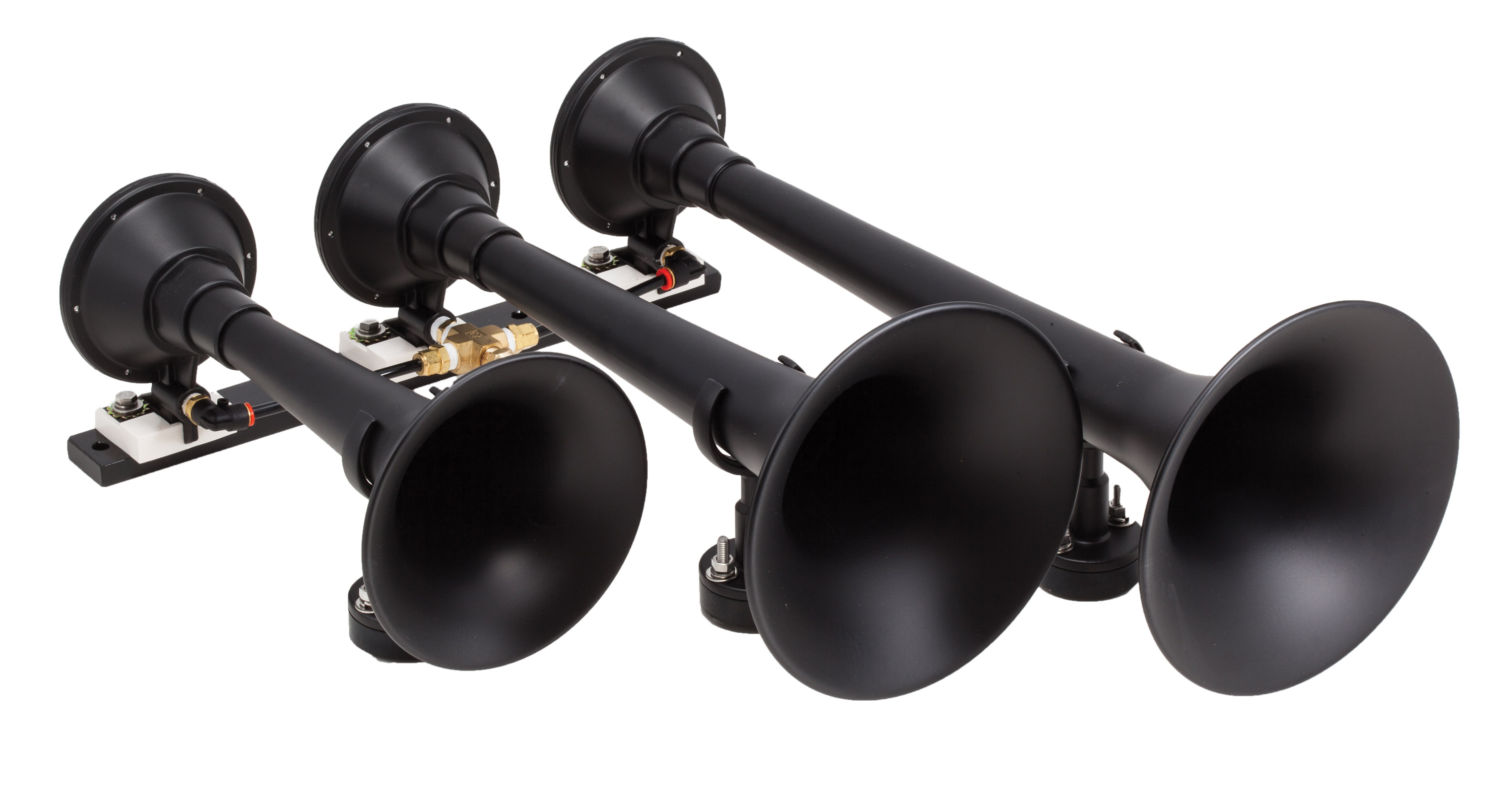 Kleinn Air Horns 730 - Kleinn Black Triple Horn/ 18.25In/ 14.75In/10In - XCR2.0 Coated Spun Steel
