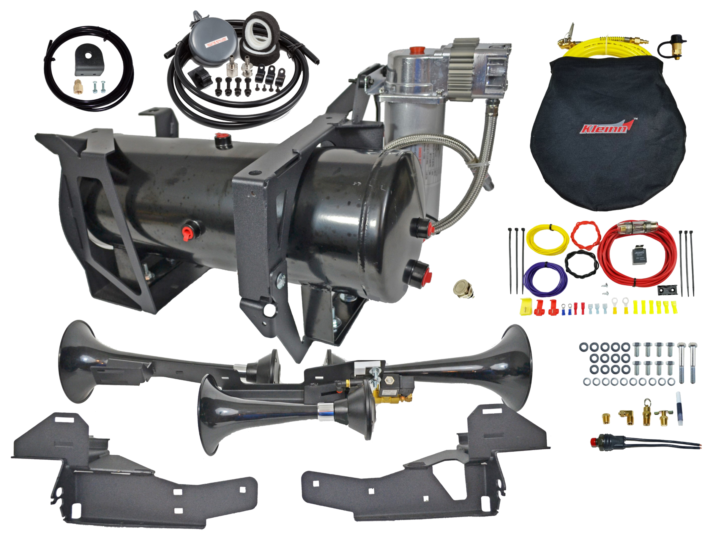 Kleinn Air Horns GMHD-230 - Kleinn 07-19 Chevrolet Silverado 2500 HD/ 3500 HD Onboard Air System w/ Model 230 Horns