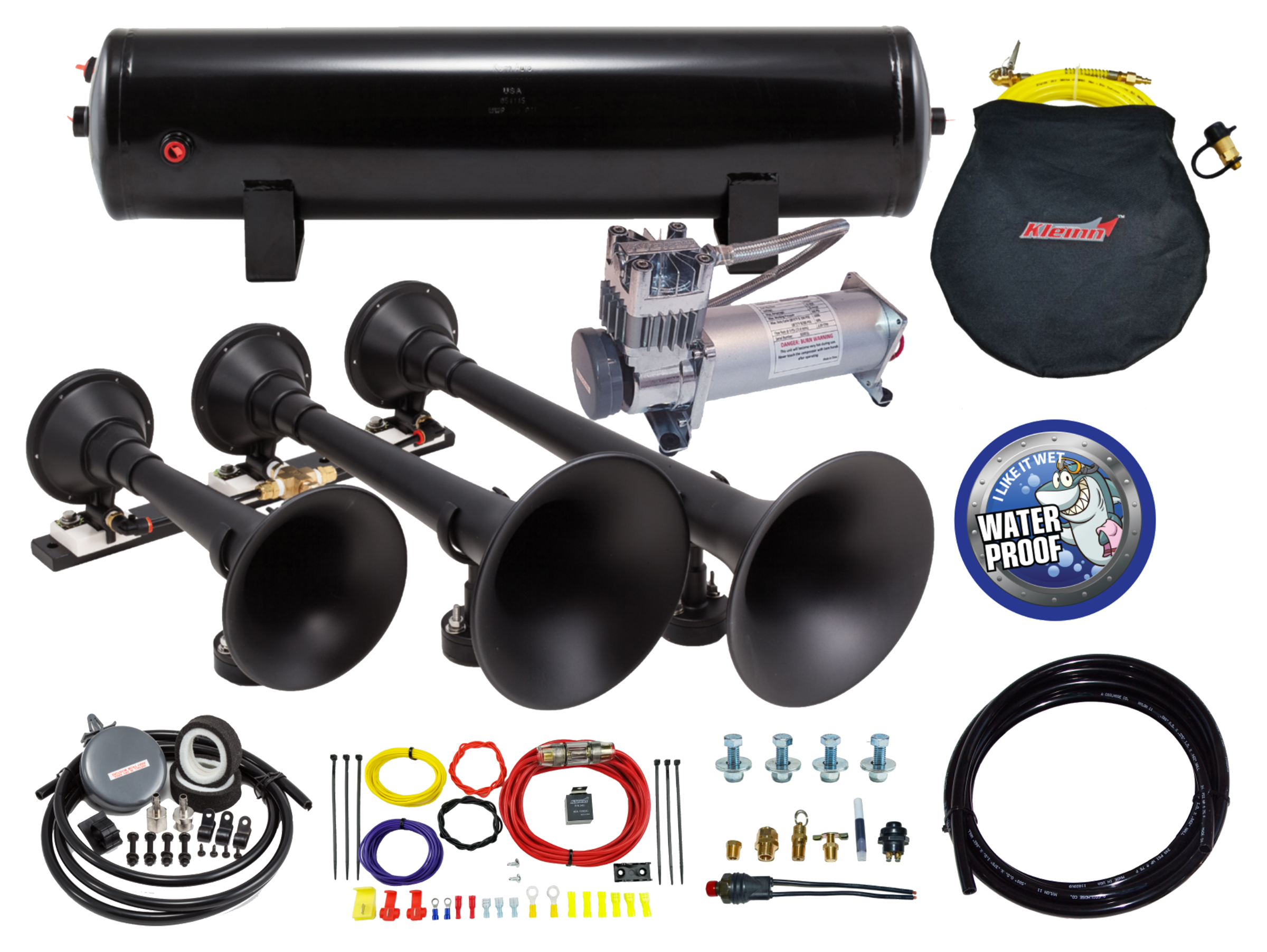 Kleinn Air Horns HK9-SLIMLINE -   - Black Triple Train Horn