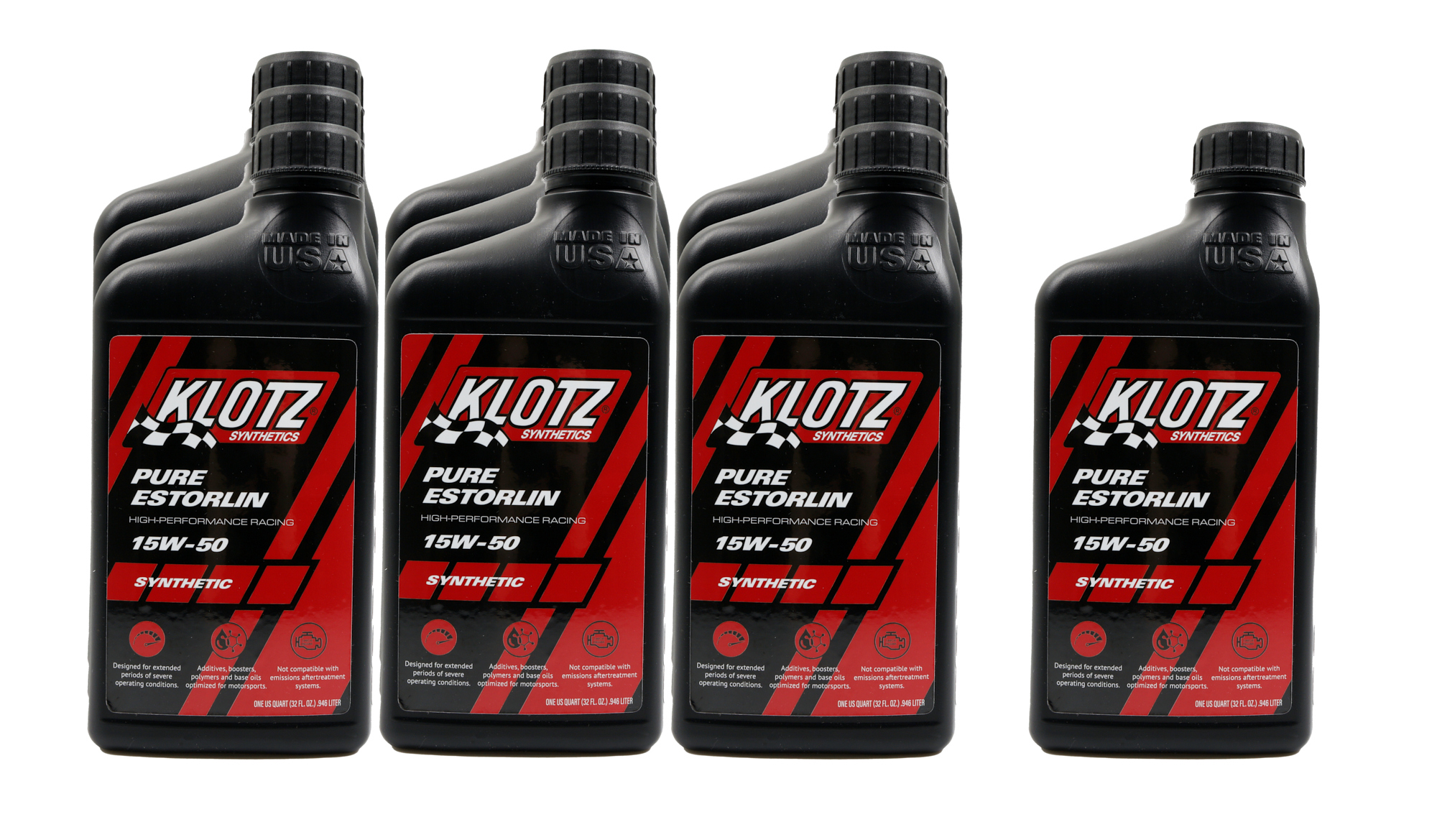 Klotz KE-955 - Pure Estorlin Synthetic Oil 15w50 Case 10x1 Qt