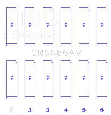 King Engine Bearings CR6686AM0.25 - Toyota 1Mzfe (Size +0.25mm) Connecting Rod Bearing Set King Engine Bearings CR6686AM0.25 - Toyota 1Mzfe (Size +0.25mm) Connecting Rod Bearing Set