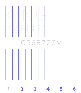 King Engine Bearings CR6872SM0.5 - King Toyota 1GR-FE (Size +.50mm) Connecting Rod Bearing Set