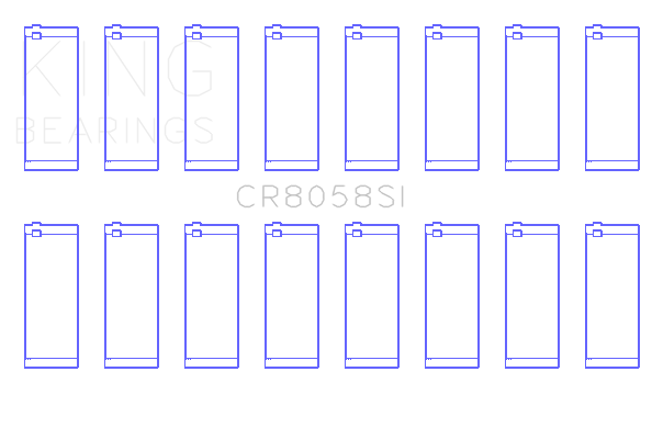 King Engine Bearings CR8058SI0.25 - King Ford 6.2L V8 (Size +.25) Connecting Rod Bearing Set (Set of 8)