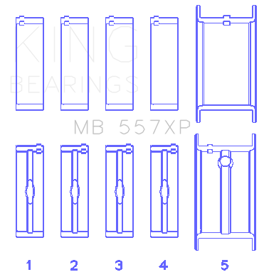 King Engine Bearings MB 557XP 020 - MAIN BEARING SET For GM 262, 267, 302, 307, 327, 350 King Engine Bearings MB 557XP 020 - MAIN BEARING SET For GM 262, 267, 302, 307, 327, 350