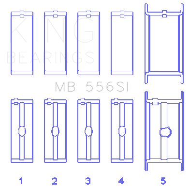 King Engine Bearings MB 556SI 010 - Main Bearing Set - BBC GEN 4 5 6 - 1/2 Groove