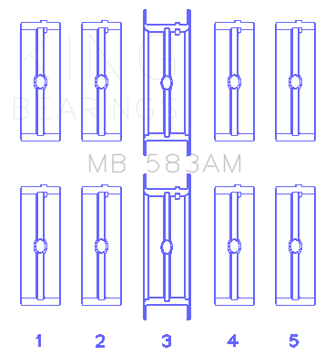 King Engine Bearings MB 583AM - King Ford 239/256/272/292 Crankshaft Main Bearing Set King Engine Bearings MB 583AM - King Ford 239/256/272/292 Crankshaft Main Bearing Set