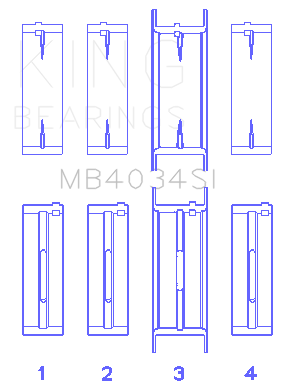 King Engine Bearings MB4034SI0.5 - Ford 232 (Size +0.50mm) Main Bearing Set