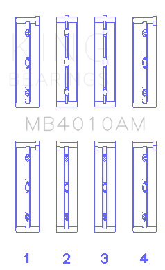 King Engine Bearings MB4010AM0.5 - Isuzu 6Vd1 (Size +0.50mm) Main Bearing Set