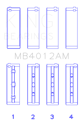 King Engine Bearings MB4012AM1.0 - Toyota 5Vzfe (Size +1.0mm) Main Bearing Set