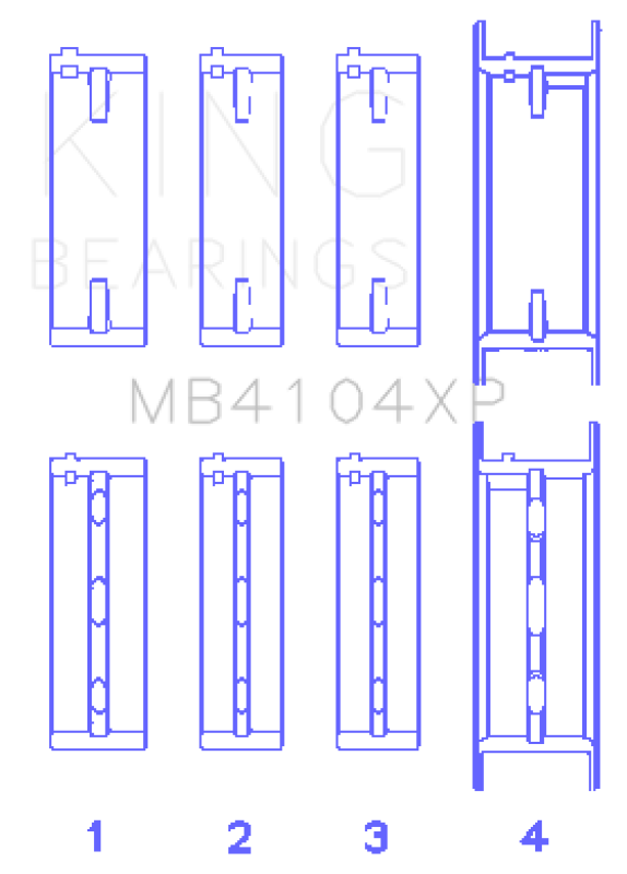 King Engine Bearings MB4104XPSTDX - King Nissan VG30DE/VG30DETT Performance Main Bearing Set - Size STDX King Engine Bearings MB4104XPSTDX - King Nissan VG30DE/VG30DETT Performance Main Bearing Set - Size STDX