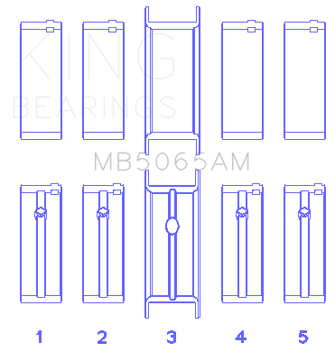 King Engine Bearings MB5065AM - King Chrysler/Mitsubishi 122ci 2.0L (Size STD) Main Bearing Set King Engine Bearings MB5065AM - King Chrysler/Mitsubishi 122ci 2.0L (Size STD) Main Bearing Set