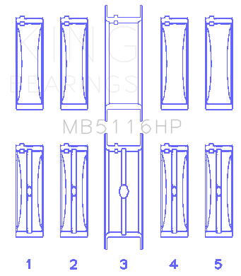 King Engine Bearings MB5116HP 001 - MAIN BEARING SET For CHRYSLER 426CI, 440CI V8 OHV King Engine Bearings MB5116HP 001 - MAIN BEARING SET For CHRYSLER 426CI, 440CI V8 OHV