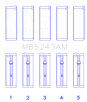 King Engine Bearings MB5243AM - King Nissan SR20DE (Size STD) Performance Main Bearing Set