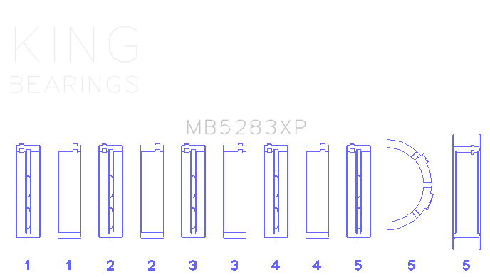 King Engine Bearings MB5283XP0.25 - King Performance Main Race Bearing Set - Size 0.25mm