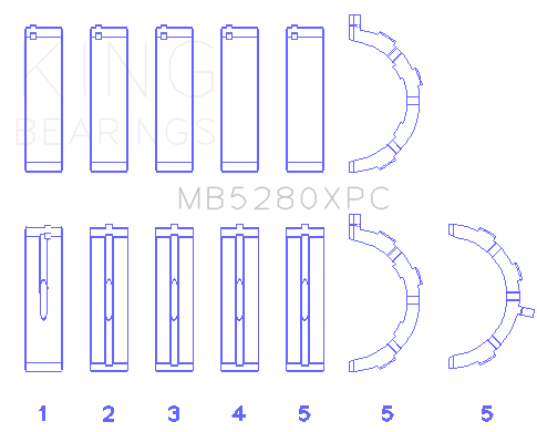 King Engine Bearings MB5280XPC - King Ford 4.6L/5.4L V8 SOHC Performance Coated Main Bearing Set - Size STD