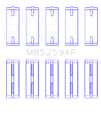 King Engine Bearings MB5259XP0.25 - MAIN BEARING SET For HONDA A-SERIES, B-SERIES, K-SERIES