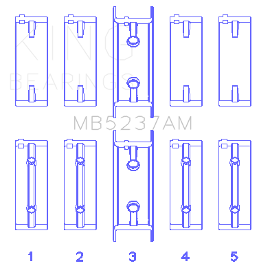 King Engine Bearings MB5237AM0.25 - Mitsubishi 4G12 (Size +0.25mm) Main Bearing Set